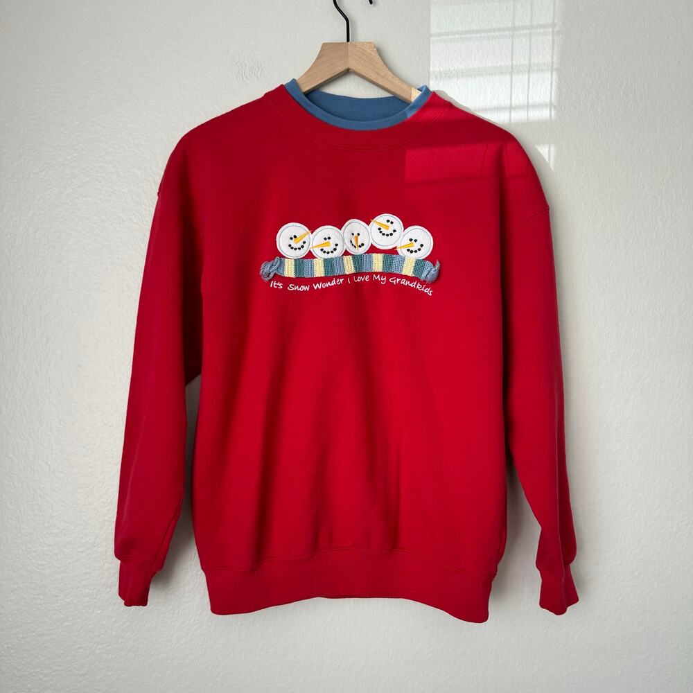 Vintage 90s M&C Sportswear Womens Christmas Grandma Sweater Snowman Size Medium